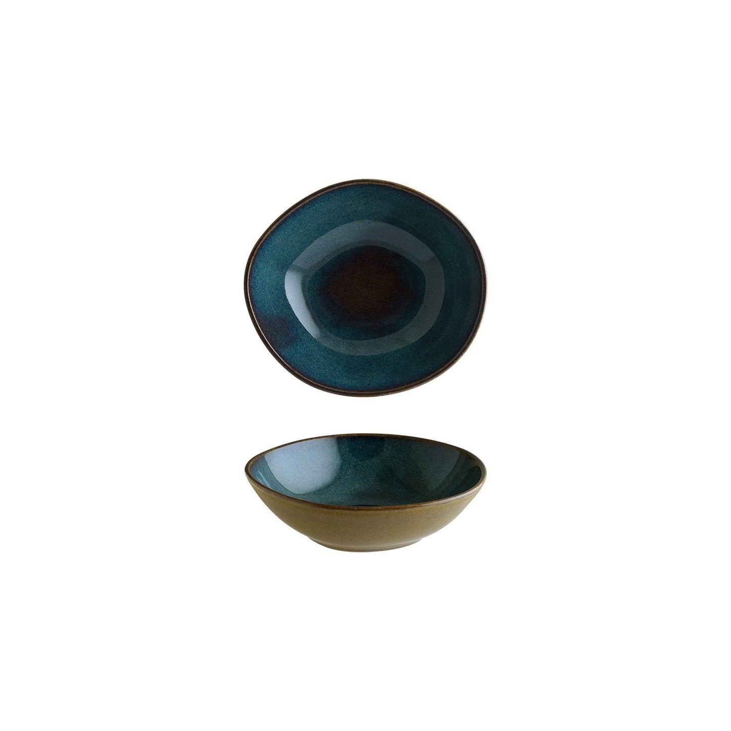Turgla Vitrified Sphere Ocean 7" x 6.5" x h:2" 16 oz. Organic Blue Vitrified Bowl - Case Pack: 12
