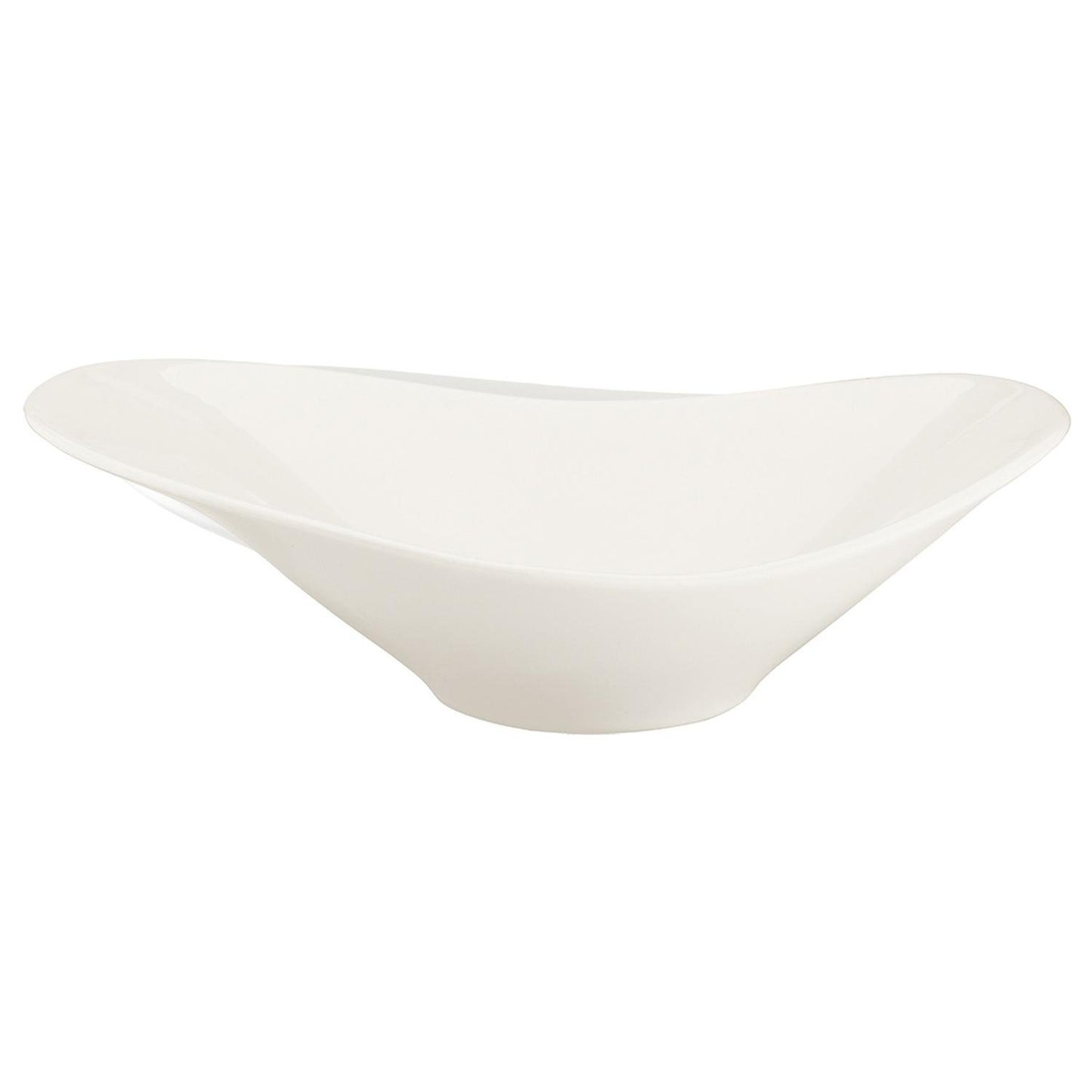 Turgla Vitrified Gourmet 11" x 7.5" x h:3.5" 25 oz. Oval Warm White Vitrified Bowl - Case Pack: 6