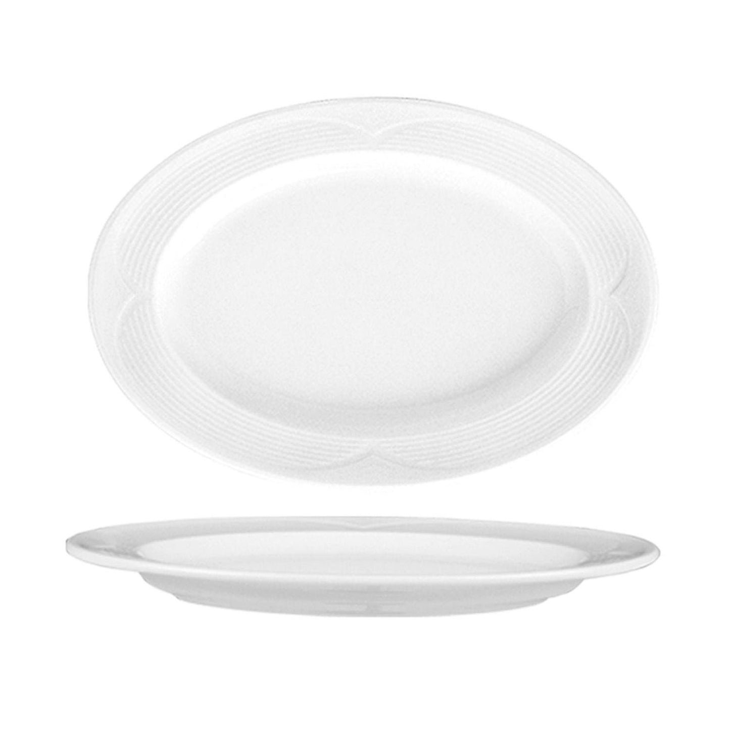 Saturn 11.25" x 8" x h:1" Oval White Porcelain Platter