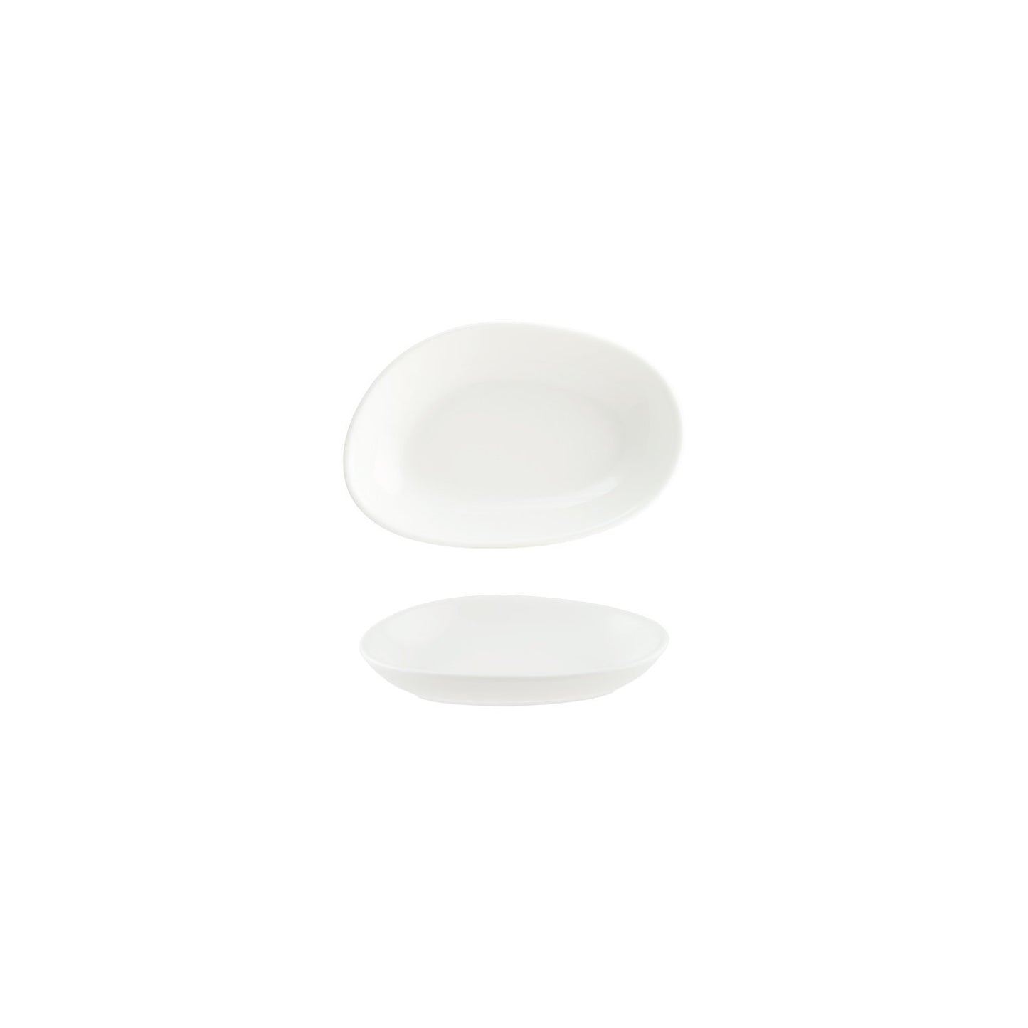 Turgla Vitrified Vago 6" x 4" x h:1" Organic Warm White Vitrified Platter - Case Pack: 12