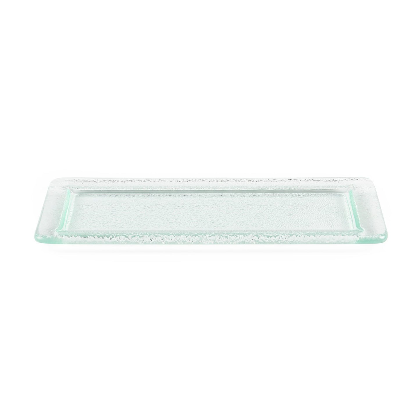 Turgla Fusion Glass 17.75" x 10" x h:0.75" Rectangular Clear Glass Platter