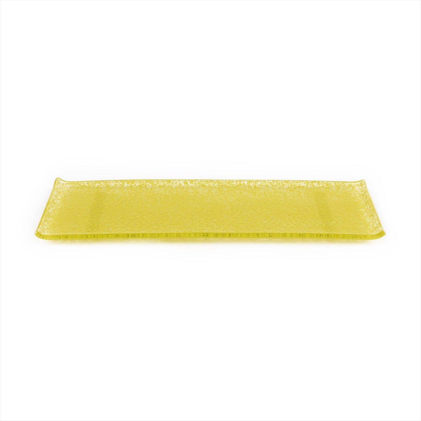 Glass Dinnerware 13.75" x 5" x h:0.5" Rectangular Yellow Glass Platter - Case Pack: 12