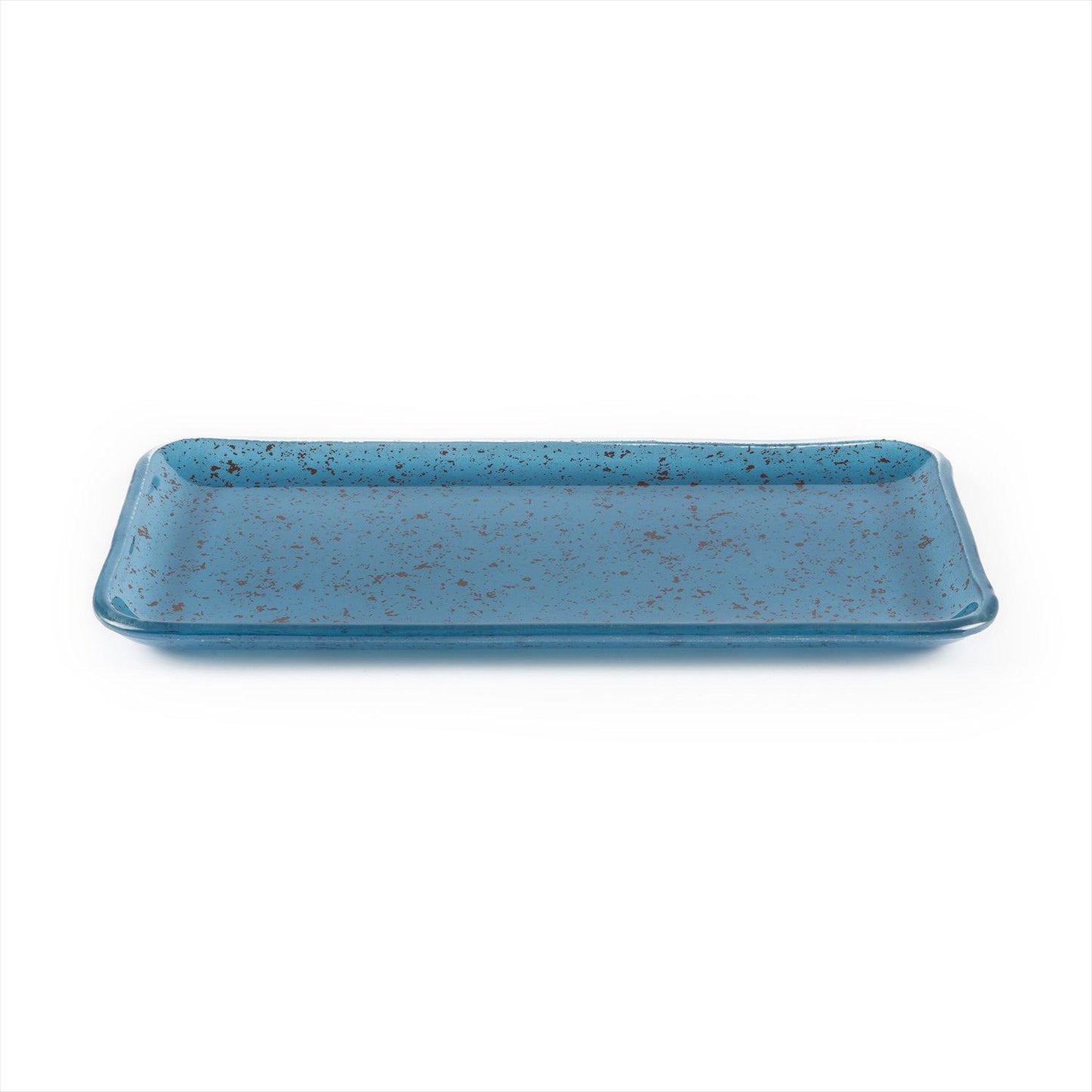 Glass Dinnerware 12.25" x 6" x h:1" Rectangular Blue Glass Platter - Case Pack: 6