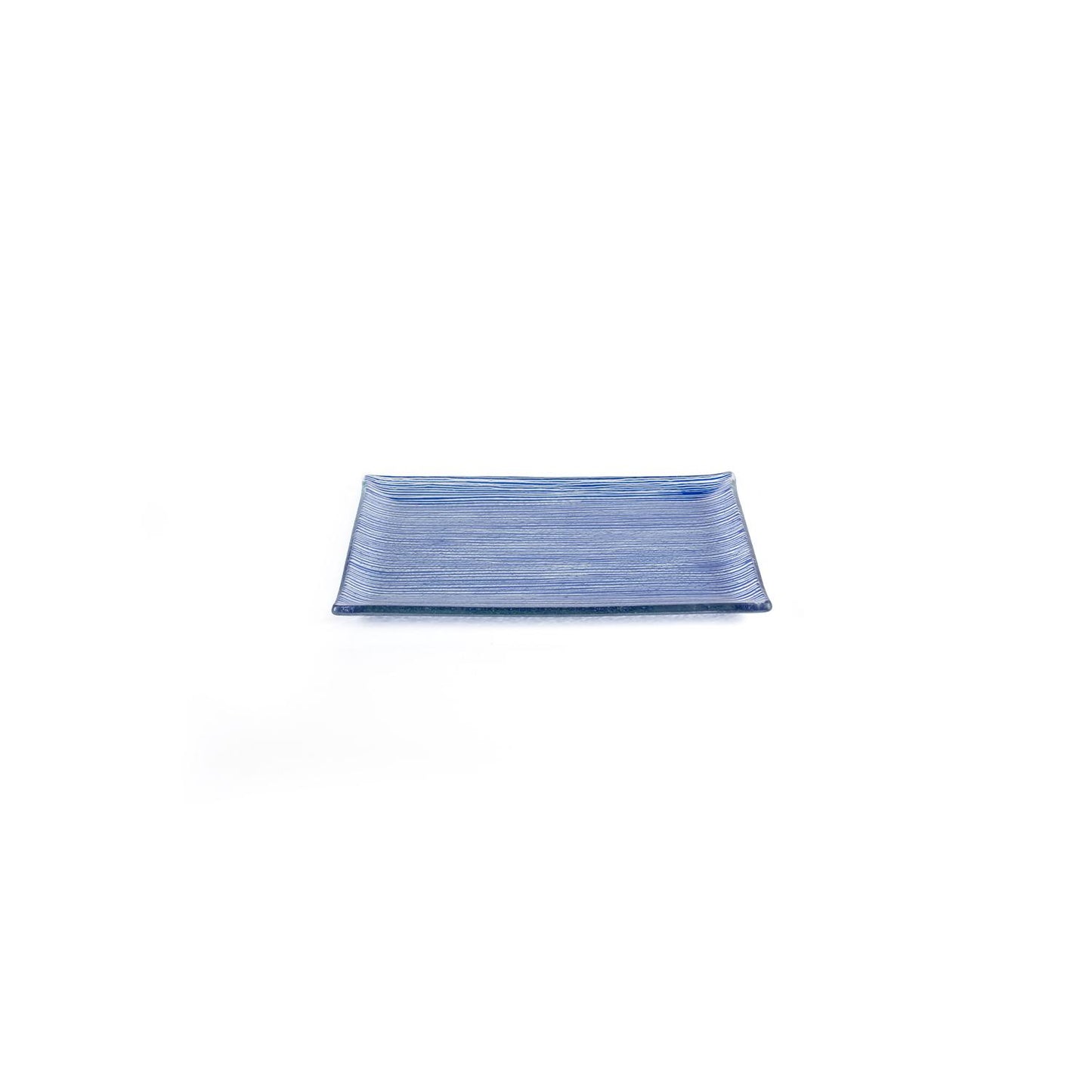 Glass Dinnerware 8.5" x 5.75" Rectangular Blue Glass Plate - Case Pack: 12