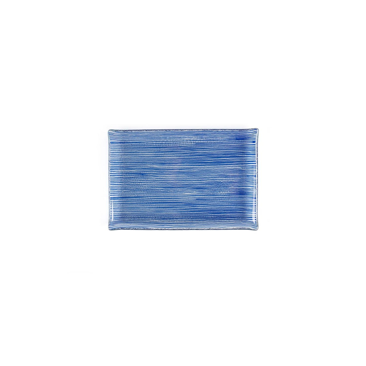 Glass Dinnerware 8.5" x 5.75" Rectangular Blue Glass Plate - Case Pack: 12