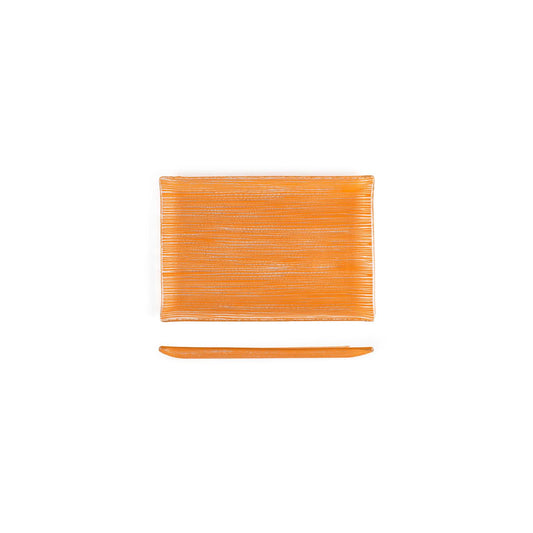 Glass Dinnerware 8.5" x 5.75" Rectangular Orange Glass Plate - Case Pack: 12