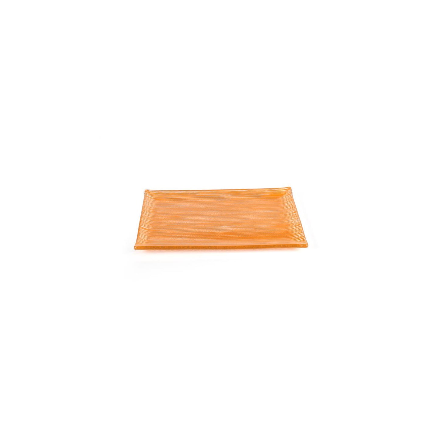 Glass Dinnerware 8.5" x 5.75" Rectangular Orange Glass Plate - Case Pack: 12