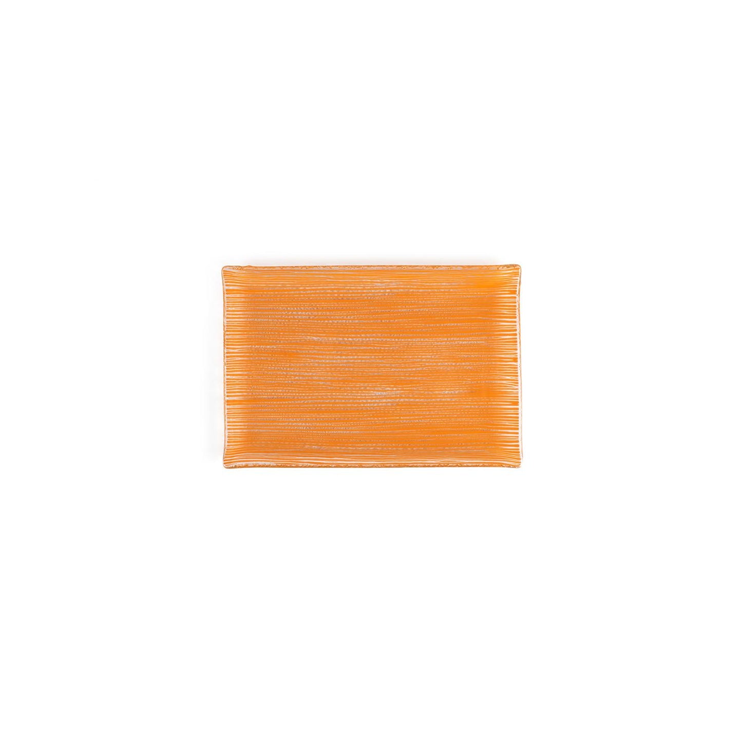 Glass Dinnerware 8.5" x 5.75" Rectangular Orange Glass Plate - Case Pack: 12