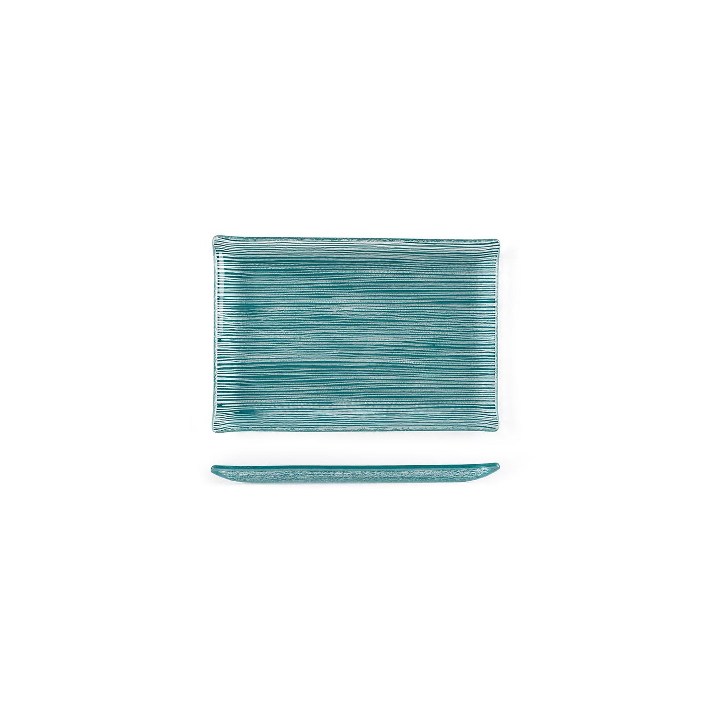 Glass Dinnerware 8.5" x 5.75" Rectangular Blue Glass Plate - Case Pack: 12