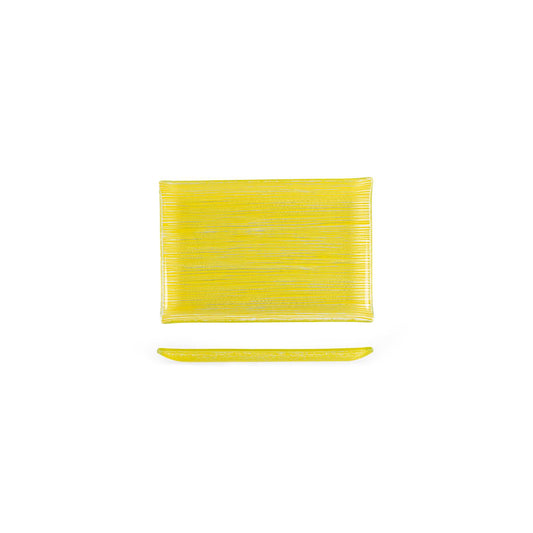 Glass Dinnerware 8.5" x 5.75" Rectangular Yellow Glass Plate - Case Pack: 12