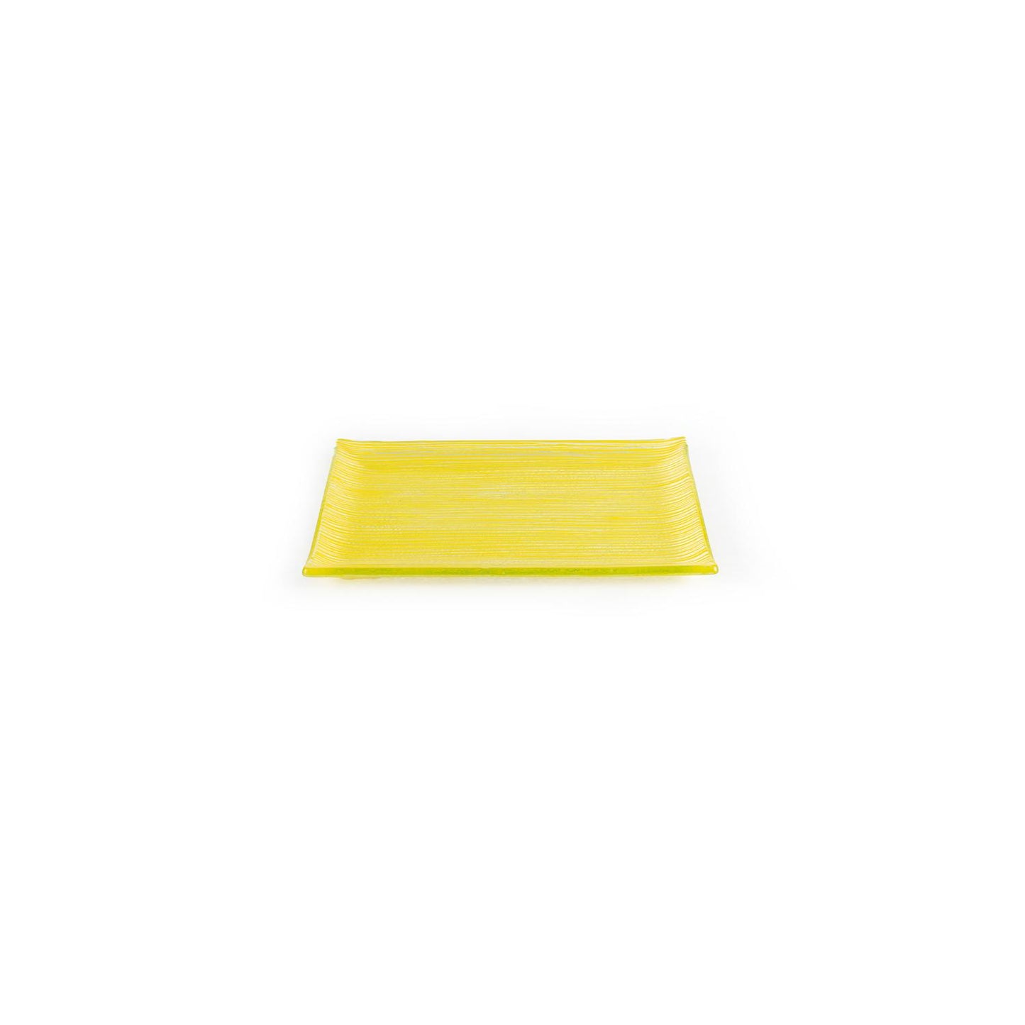 Glass Dinnerware 8.5" x 5.75" Rectangular Yellow Glass Plate - Case Pack: 12