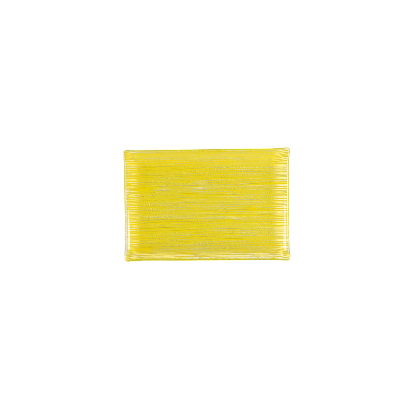 Glass Dinnerware 8.5" x 5.75" Rectangular Yellow Glass Plate - Case Pack: 12