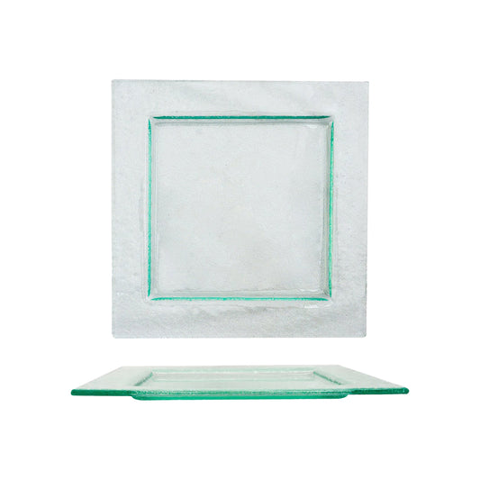 Turgla Fusion Glass 8.75" x 8.75" Square Clear Glass Plate