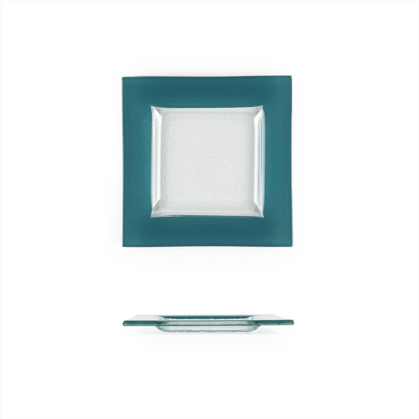 Glass Dinnerware 6" x 6" Square Blue Glass Plate - Case Pack: 12