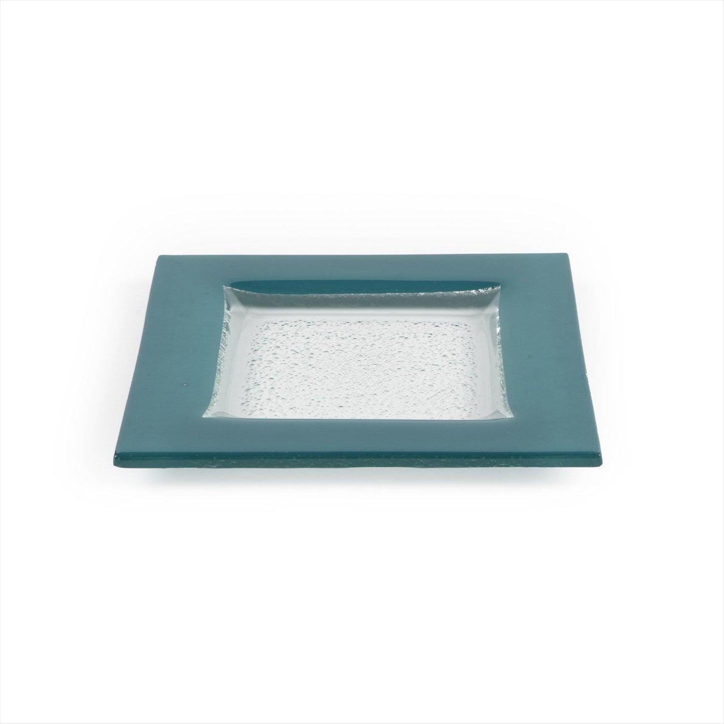 Glass Dinnerware 6" x 6" Square Blue Glass Plate - Case Pack: 12