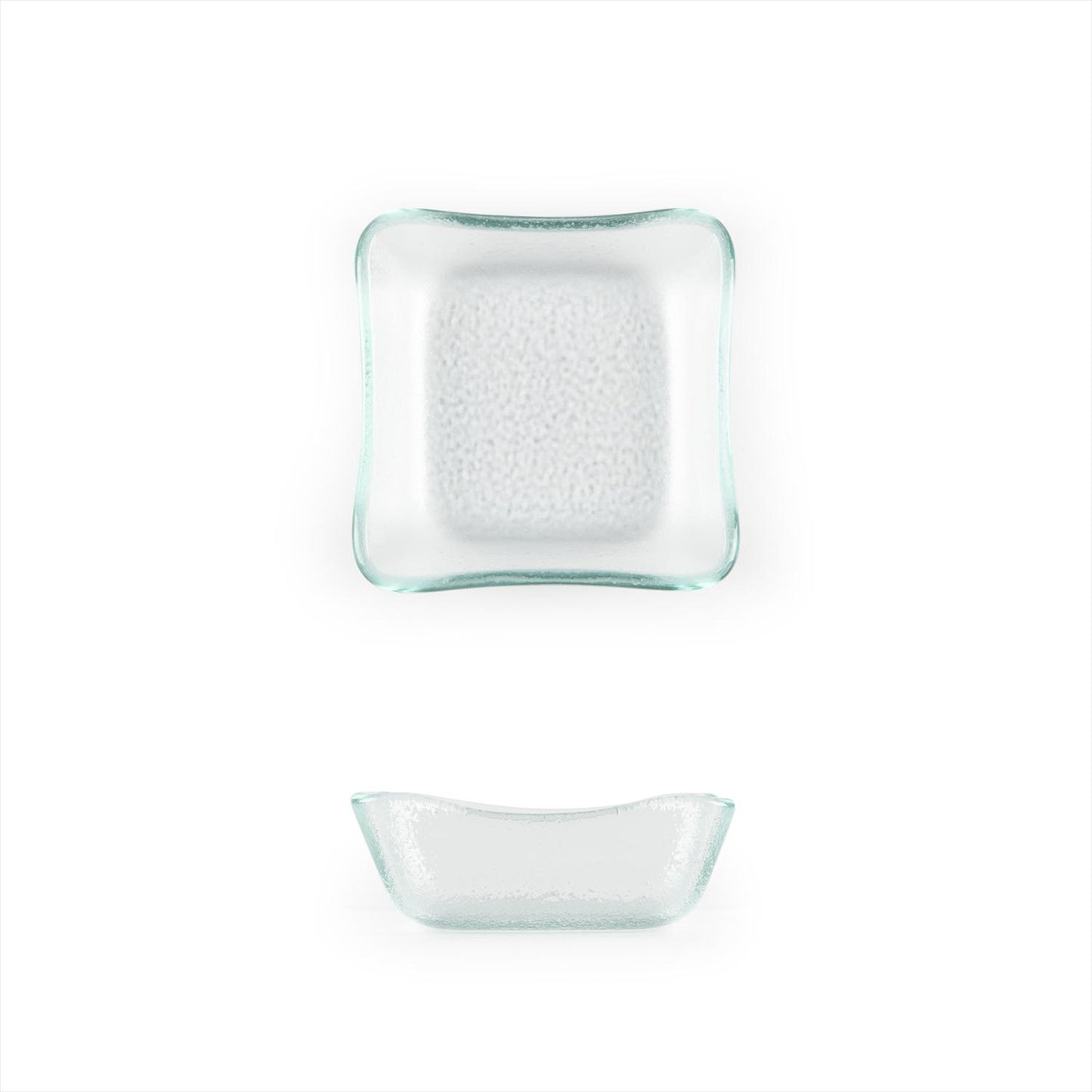 Glass Dinnerware 3.5" x 3.5" x h:1.25" 3 oz. Square Clear Glass Deep Plate - Case Pack: 24