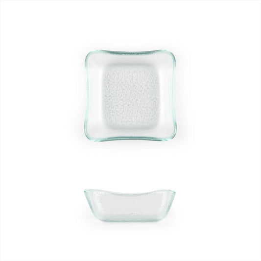 Glass Dinnerware 3.5" x 3.5" x h:1.25" 3 oz. Square Clear Glass Deep Plate - Case Pack: 24