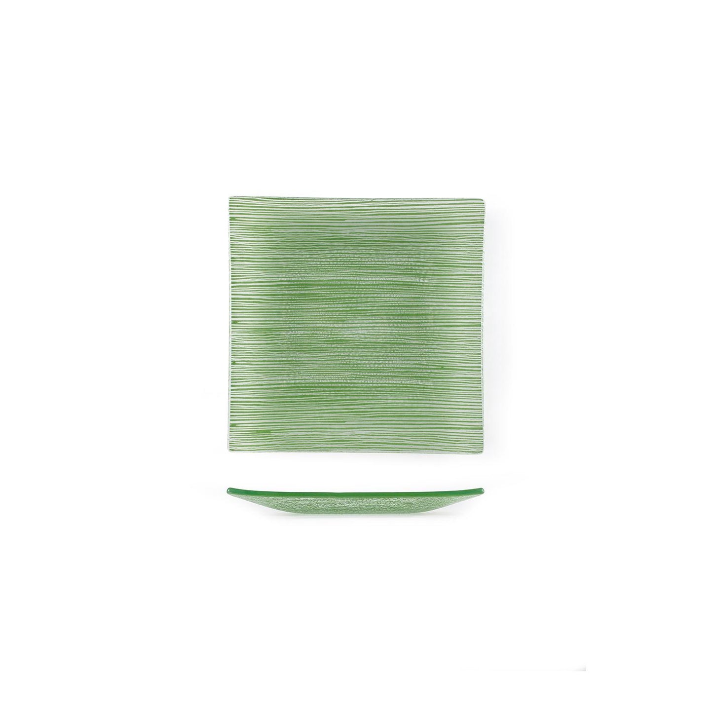 Glass Dinnerware 7.75" x 7.75" Square Green Glass Plate - Case Pack: 12