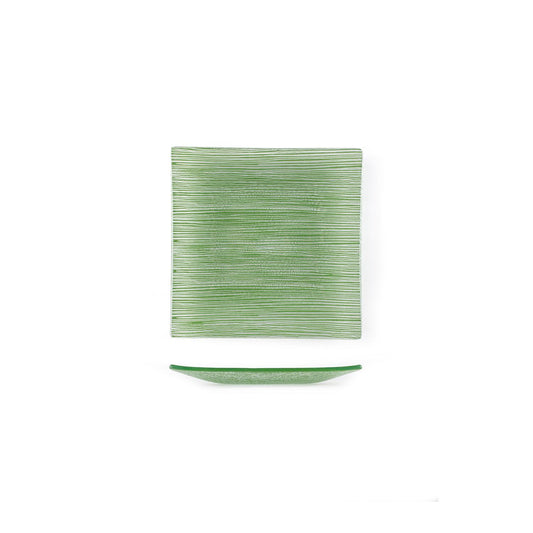 Glass Dinnerware 7.75" x 7.75" Square Green Glass Plate - Case Pack: 12