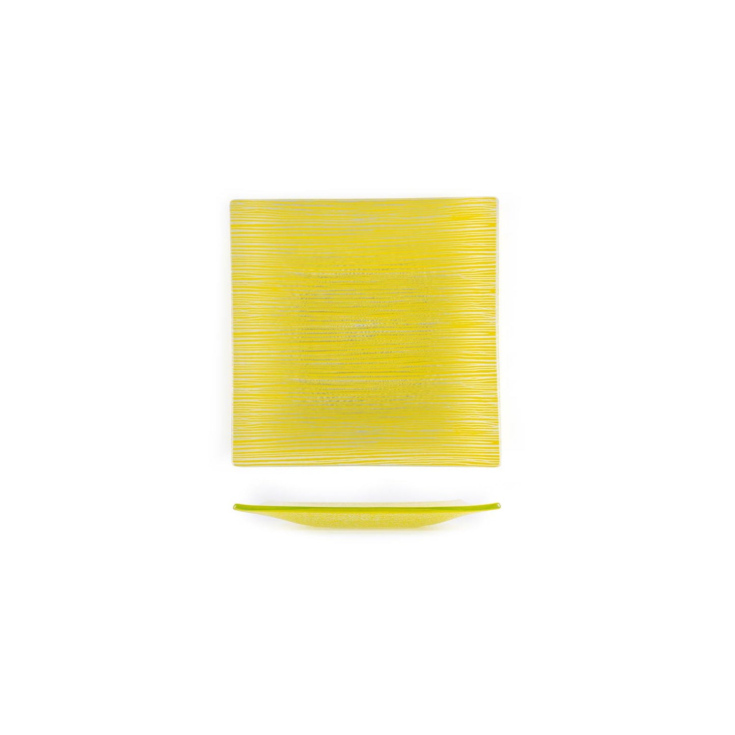 Glass Dinnerware 7.75" x 7.75" Square Yellow Glass Plate - Case Pack: 12