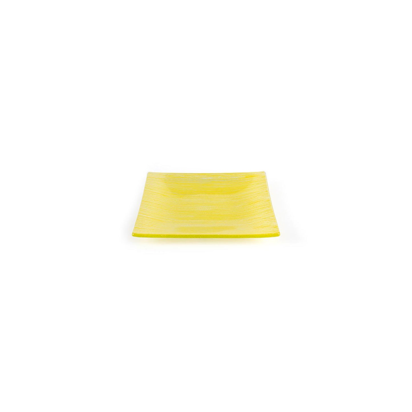 Glass Dinnerware 7.75" x 7.75" Square Yellow Glass Plate - Case Pack: 12