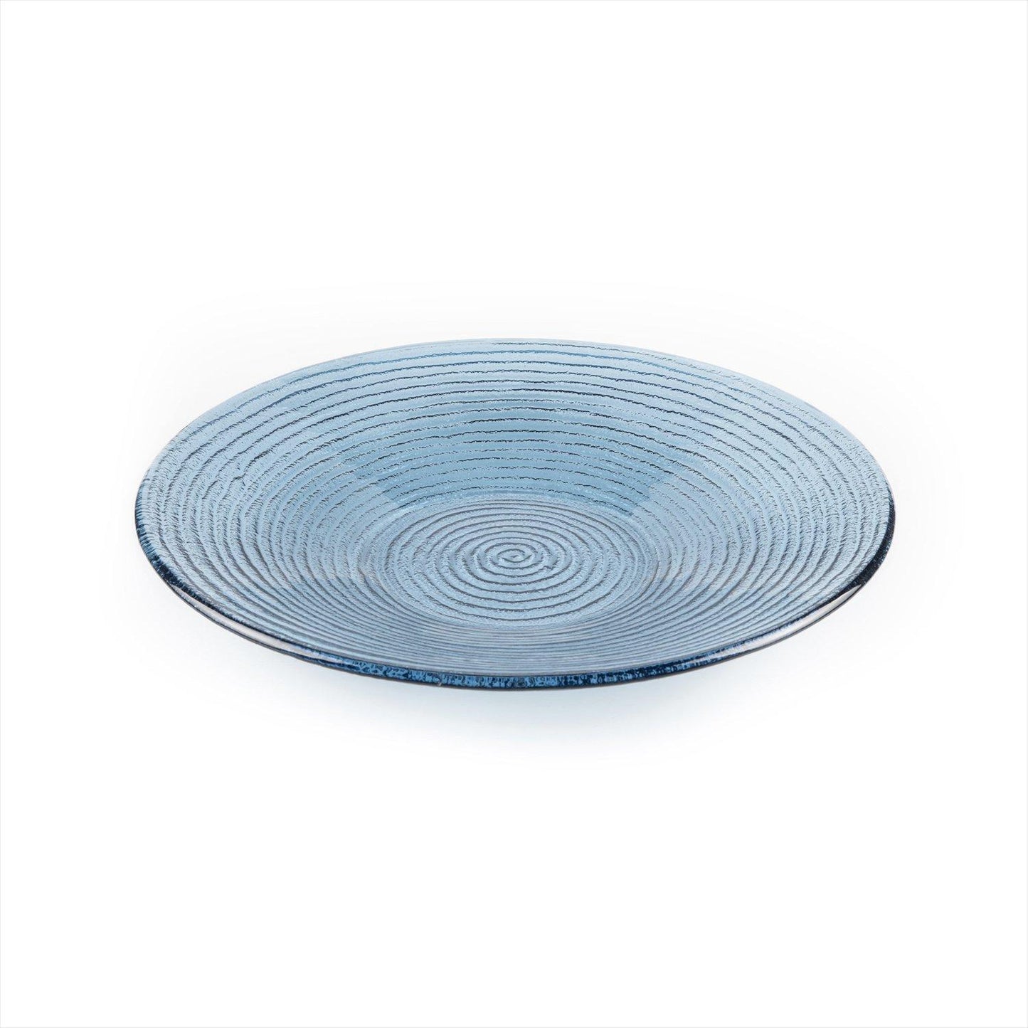 Glass Dinnerware dia.13.75" h:2" 58 oz. Round Transparent Blue Glass Bowl - Case Pack: 6