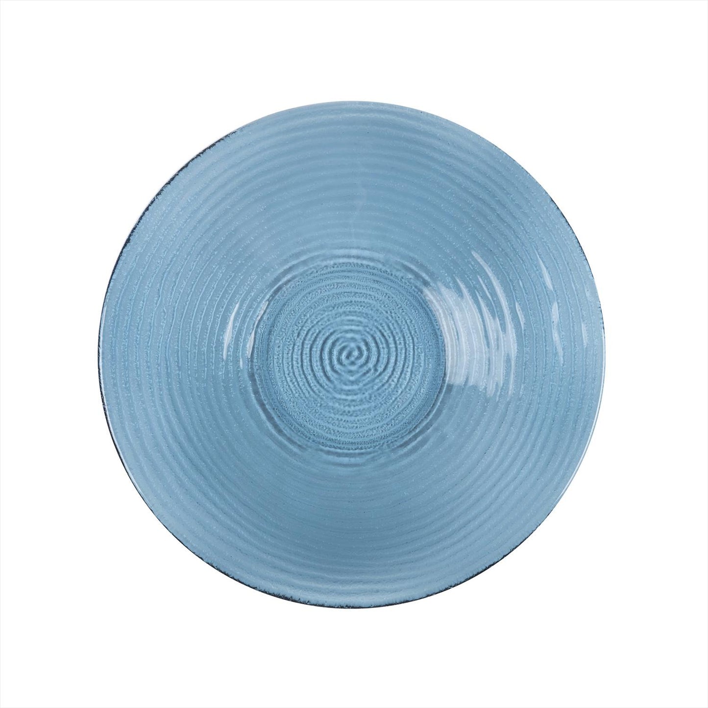 Glass Dinnerware dia.13.75" h:2" 58 oz. Round Transparent Blue Glass Bowl - Case Pack: 6