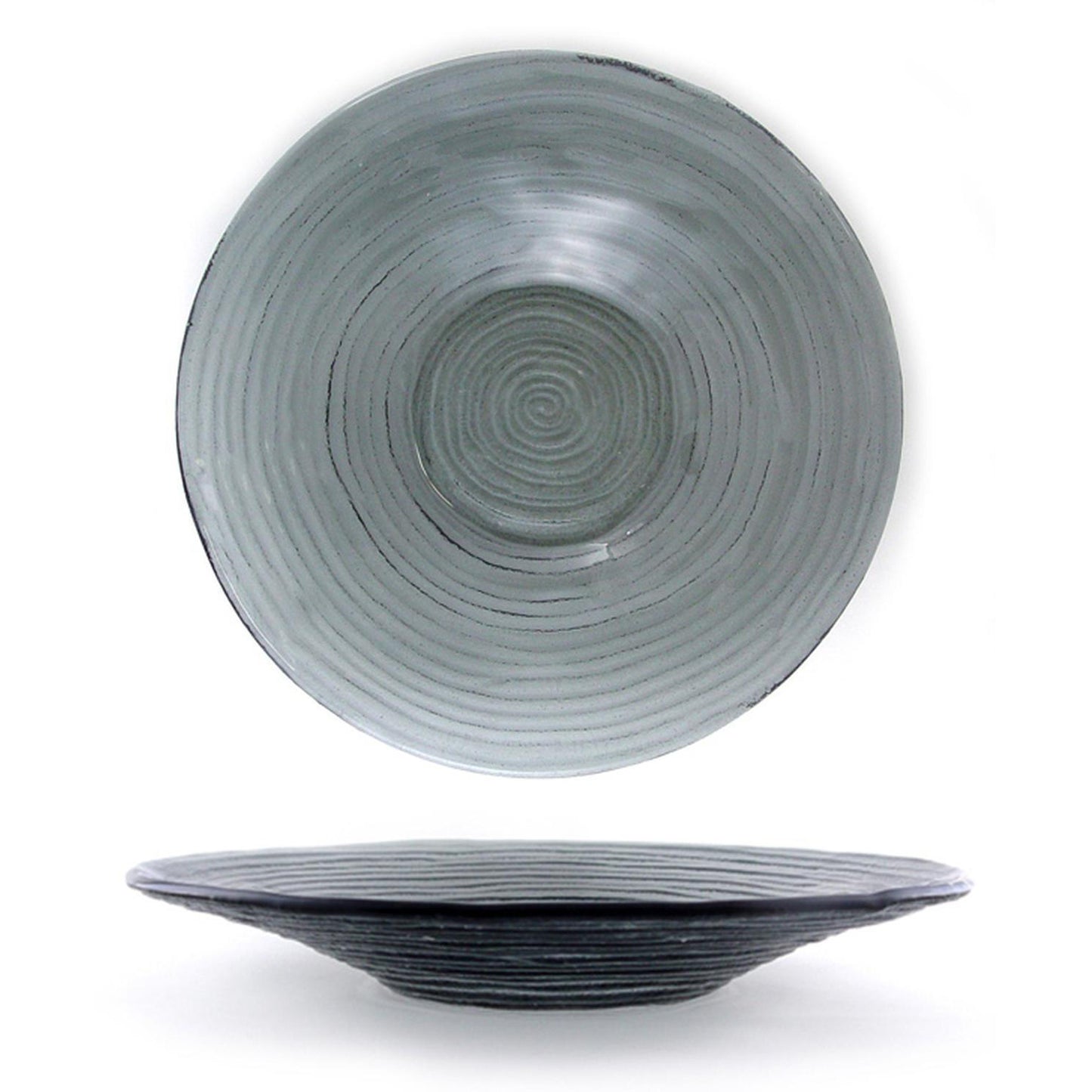 Glass Dinnerware dia.17.75" h:3" 4.5 qt. Round Charcoal Glass Bowl - Case Pack: 2