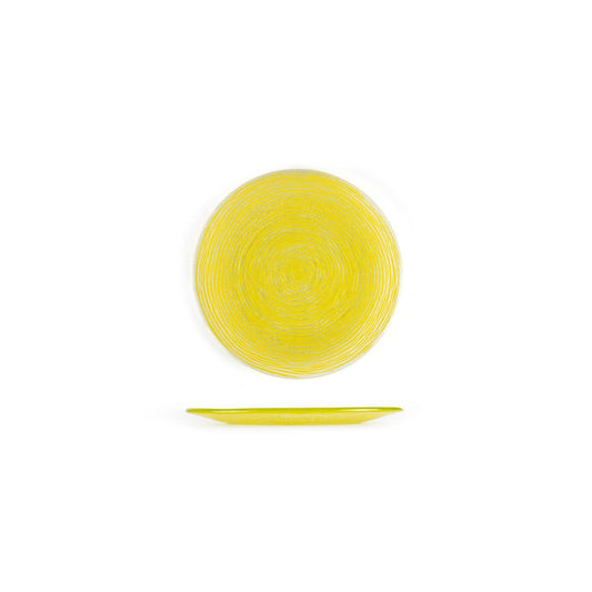 Glass Dinnerware dia.7.75" Round Yellow Glass Plate - Case Pack: 12