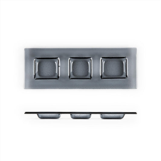 Glass Dinnerware 12.25" x 4" Rectangular Charcoal Glass Sectional Plate - Case Pack: 12