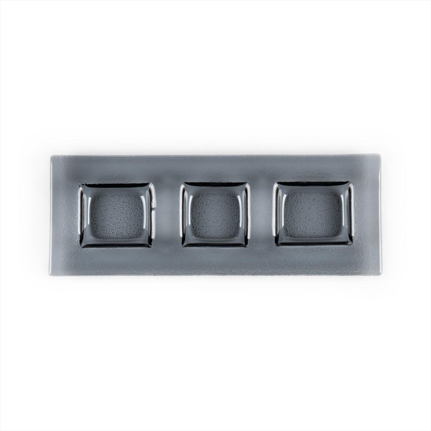 Glass Dinnerware 12.25" x 4" Rectangular Charcoal Glass Sectional Plate - Case Pack: 12