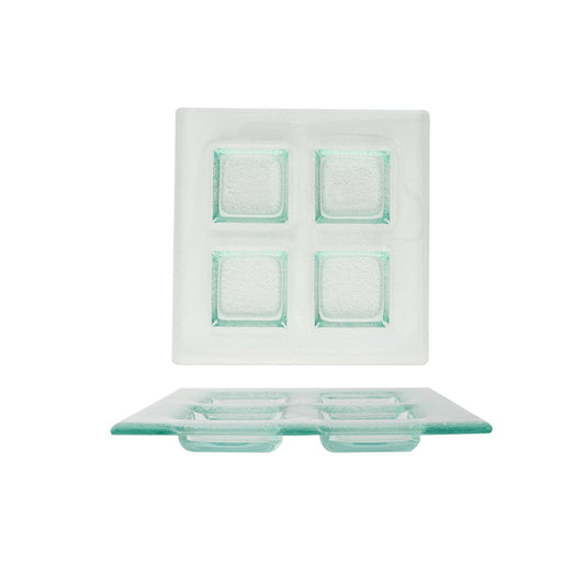 Glass Dinnerware 8" x 8" Square Clear Glass Sectional Plate - Case Pack: 12