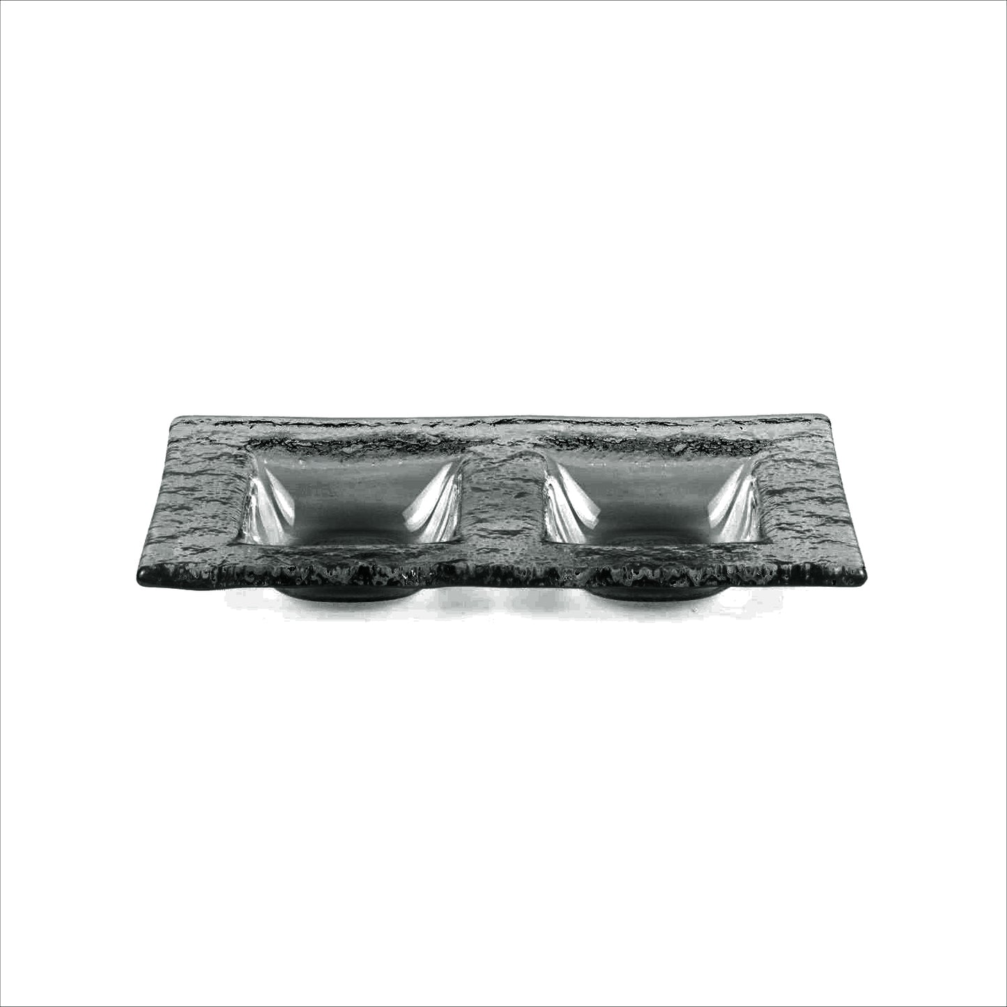 Turgla Fusion Glass 7" x 4" Rectangular Charcoal Glass Sectional Plate