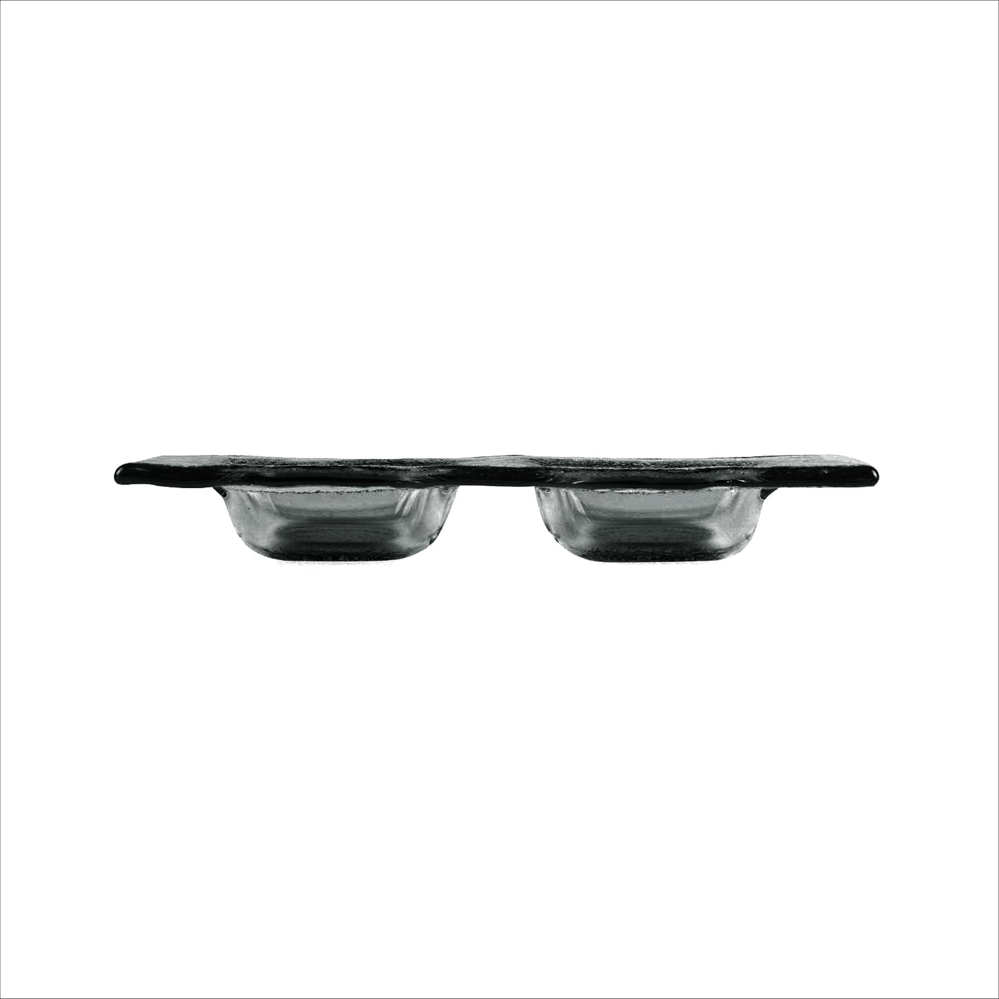 Turgla Fusion Glass 7" x 4" Rectangular Charcoal Glass Sectional Plate