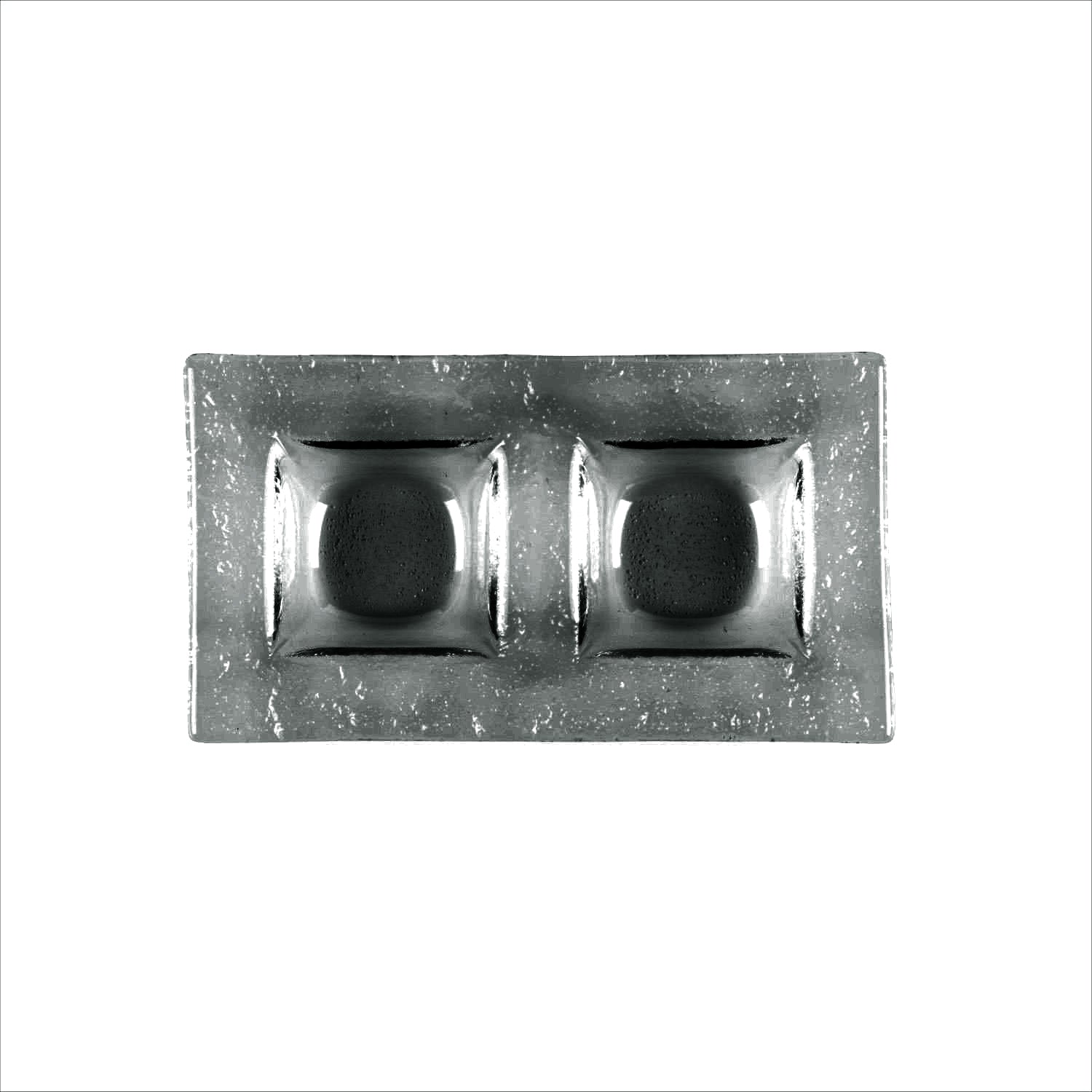 Turgla Fusion Glass 7" x 4" Rectangular Charcoal Glass Sectional Plate