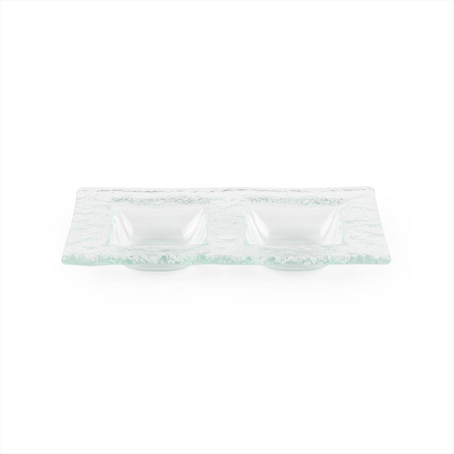 Glass Dinnerware 7" x 4" Rectangular Clear Glass Sectional Plate - Case Pack: 12