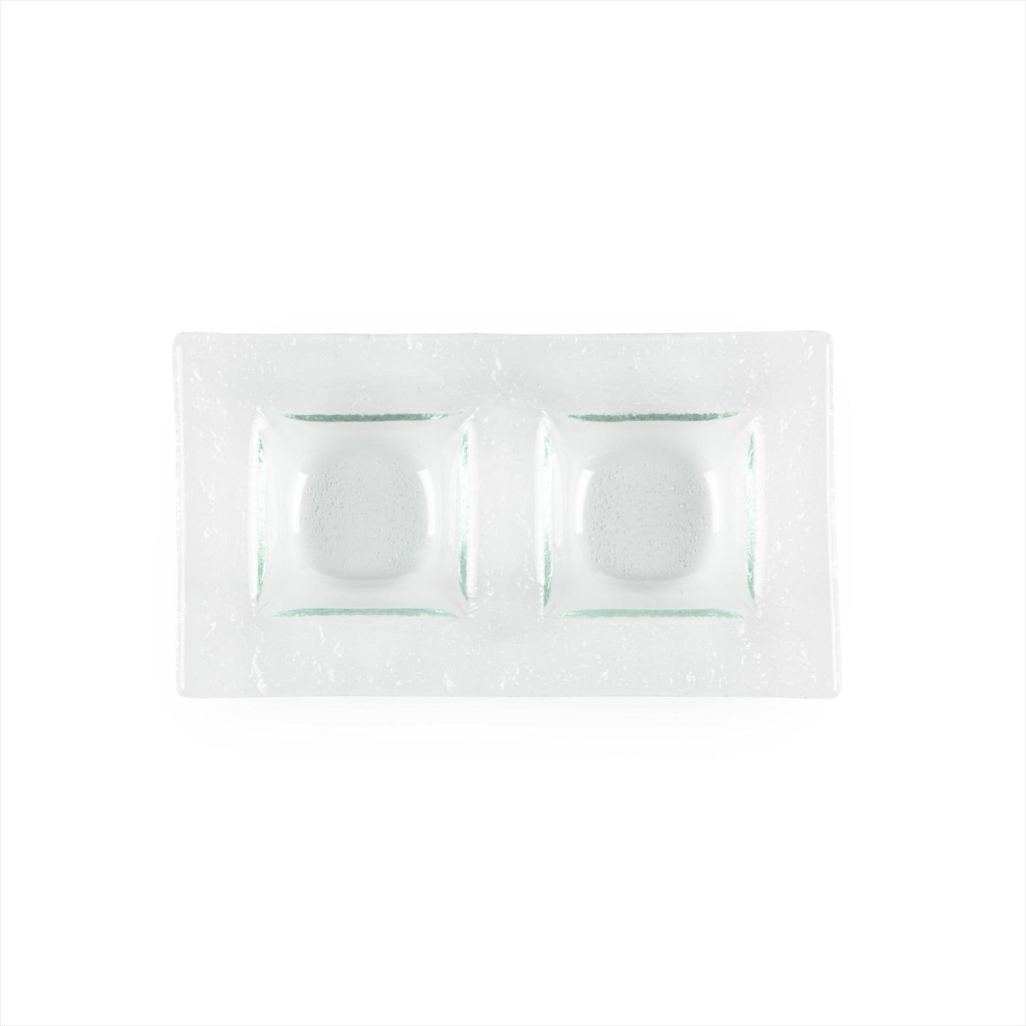 Glass Dinnerware 7" x 4" Rectangular Clear Glass Sectional Plate - Case Pack: 12