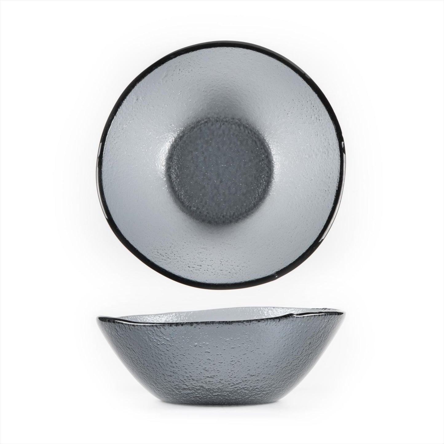 Glass Dinnerware dia.7.5" h:2.75" 20 oz. Round Charcoal Glass Bowl - Case Pack: 12