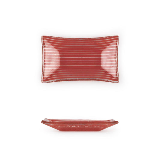 Glass Dinnerware 4.25" x 2.5" x h:0.5" 1 oz. Rectangular Red Glass Ramekin - Case Pack: 24