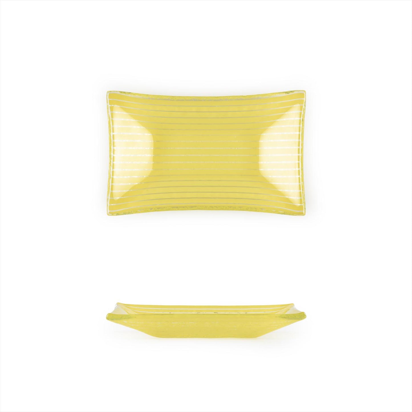 Glass Dinnerware 4.25" x 2.5" x h:0.5" 1 oz. Rectangular Yellow Glass Ramekin - Case Pack: 24