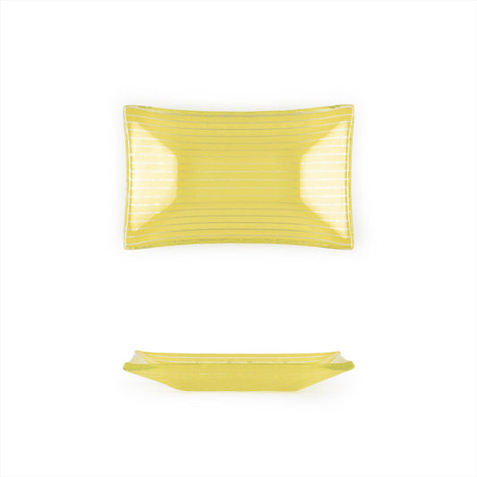 Glass Dinnerware 4.25" x 2.5" x h:0.5" 1 oz. Rectangular Yellow Glass Ramekin - Case Pack: 24