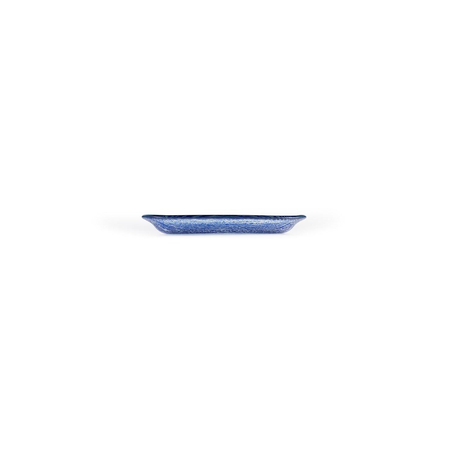 Glass Dinnerware 7.75" x 4.25" x h:0.5" Oval Blue Glass Platter - Case Pack: 12