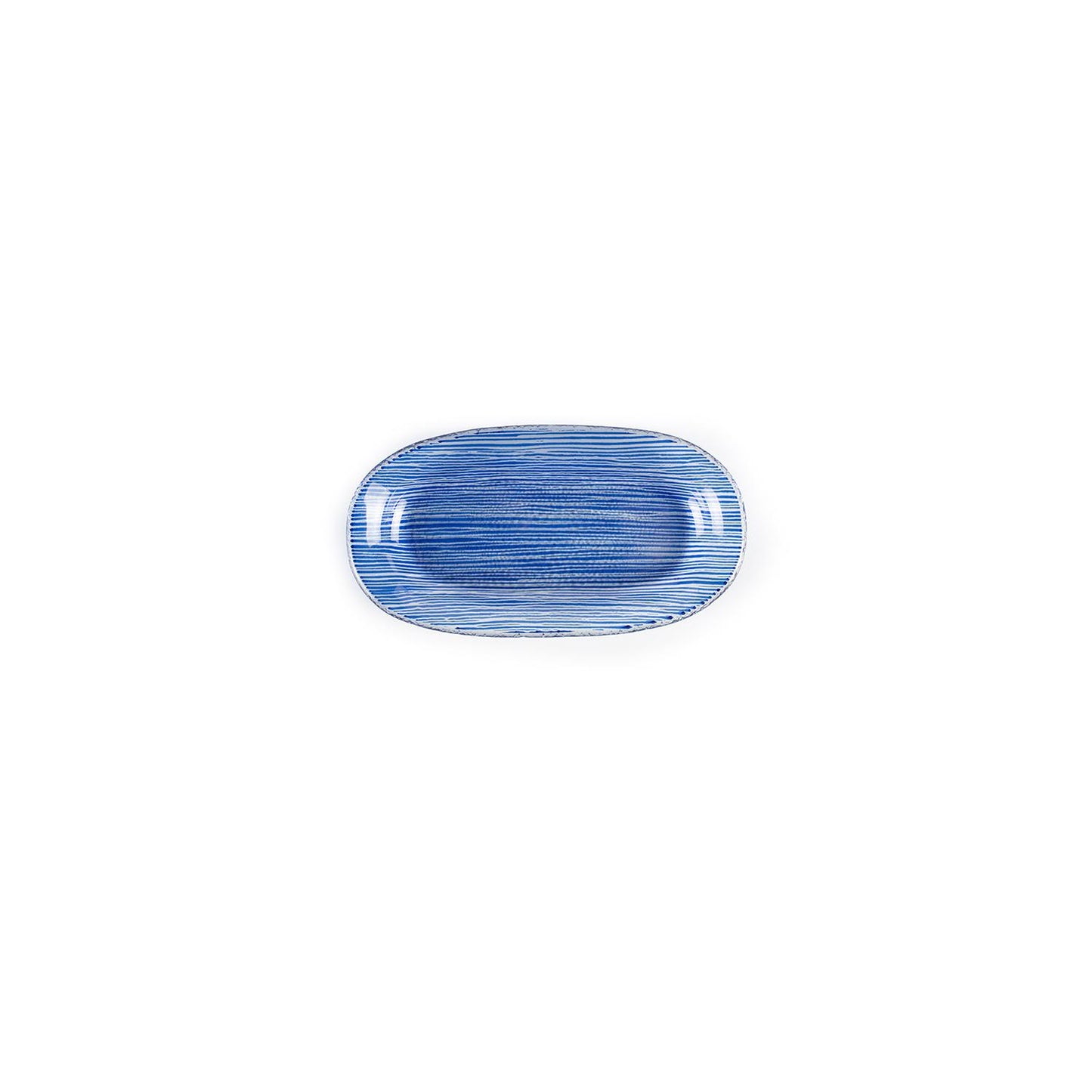 Glass Dinnerware 7.75" x 4.25" x h:0.5" Oval Blue Glass Platter - Case Pack: 12