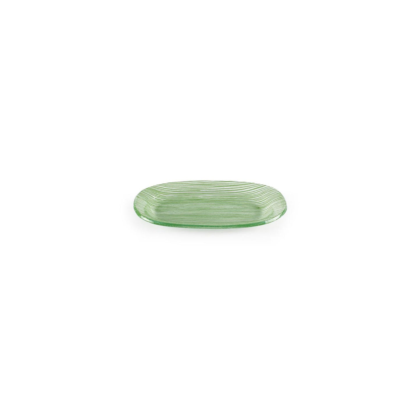 Glass Dinnerware 7.75" x 4.25" x h:0.5" Oval Green Glass Platter - Case Pack: 12