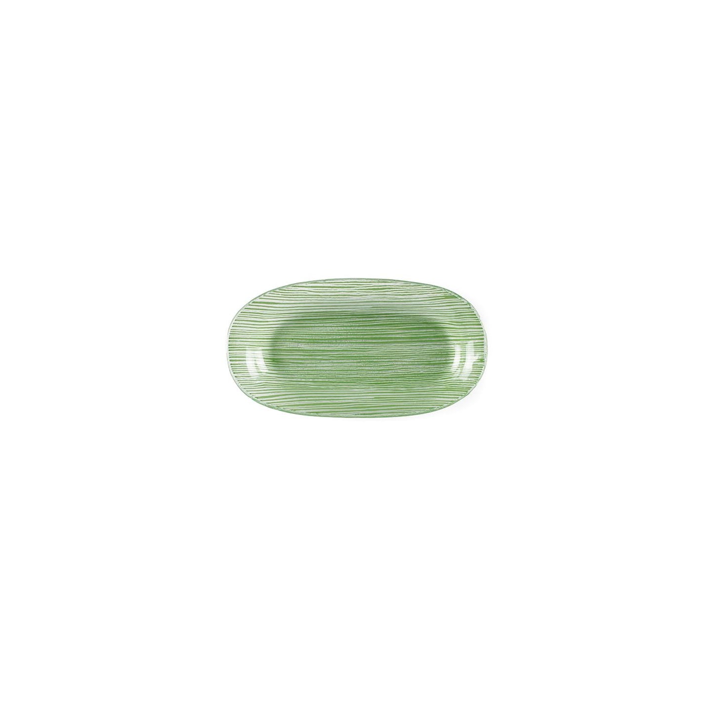 Glass Dinnerware 7.75" x 4.25" x h:0.5" Oval Green Glass Platter - Case Pack: 12