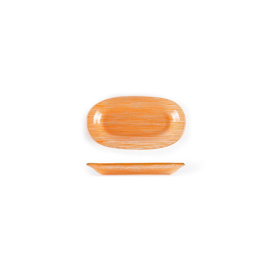 Glass Dinnerware 7.75" x 4.25" x h:0.5" Oval Orange Glass Platter - Case Pack: 12