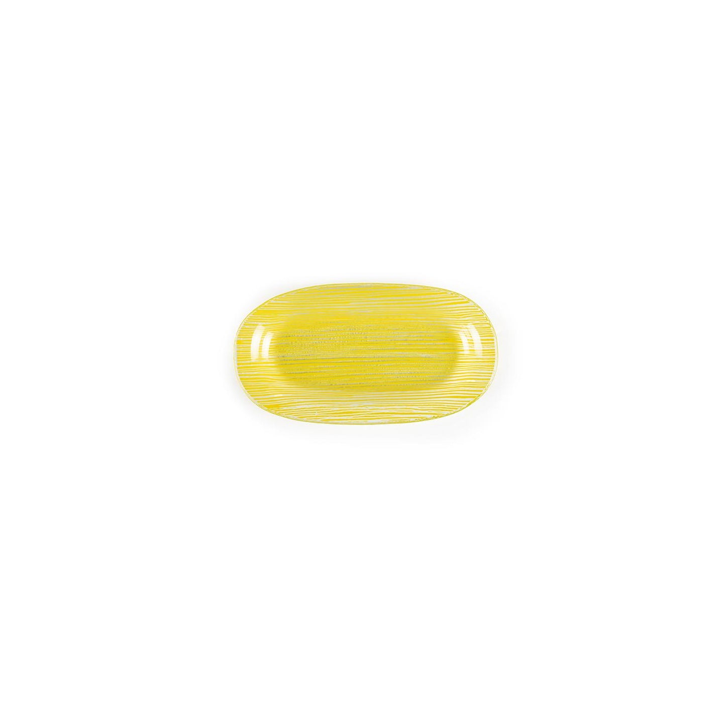 Glass Dinnerware 7.75" x 4.25" x h:0.5" Oval Yellow Glass Platter - Case Pack: 12