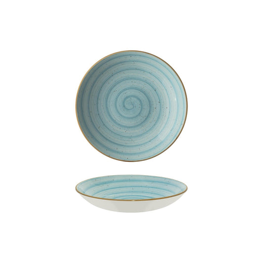 Turgla Vitrified Aqua dia.9" h:2" 34 oz. Round Blue Vitrified Bowl - Case Pack: 6