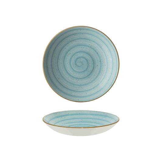 Turgla Vitrified Aqua dia.10" h:2" 44 oz. Round Blue Vitrified Bowl - Case Pack: 6