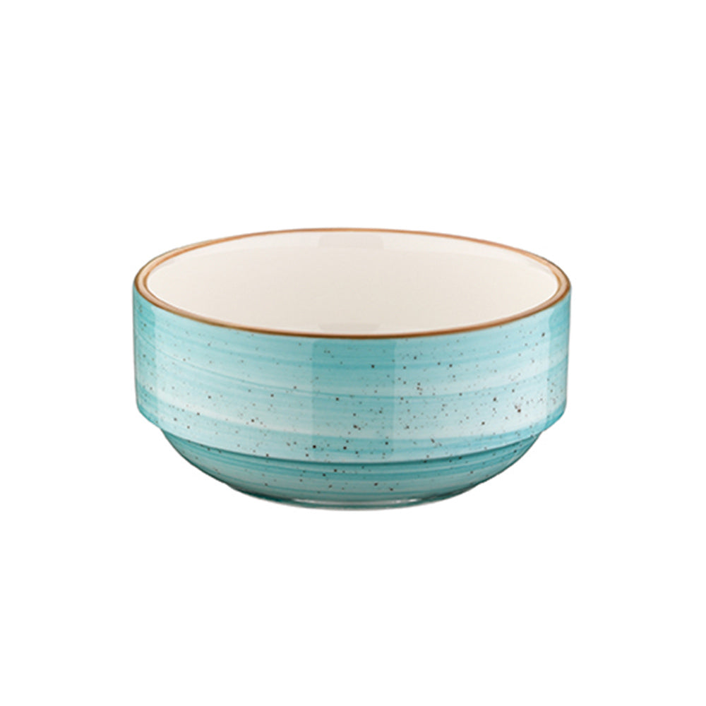 Porcelain Aqua dia.4.75" h:2" 12 oz. Round Blue Porcelain Bowl - Case Pack: 12